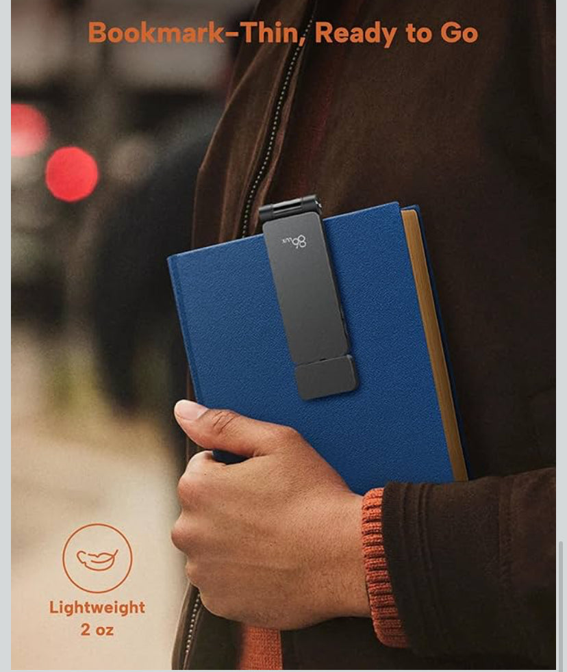 Reading light clip on bookmark
