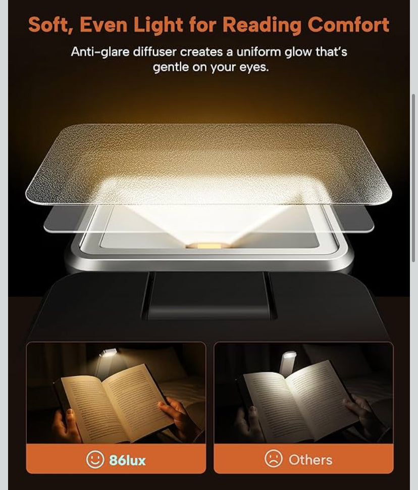 Reading light clip on bookmark