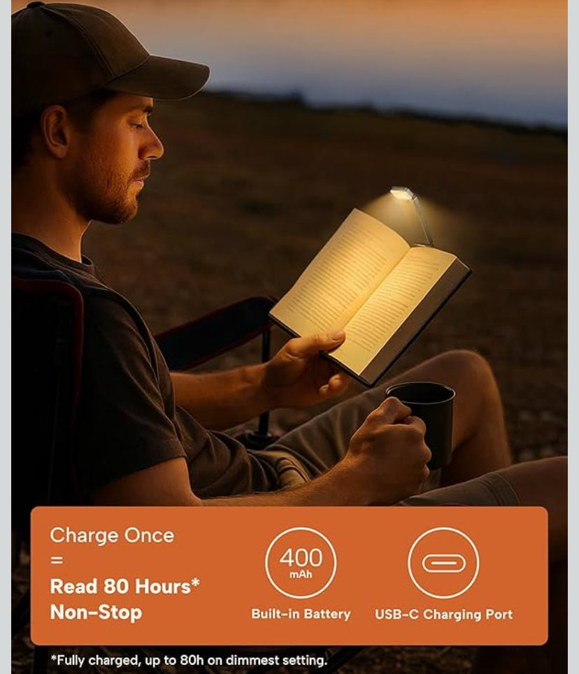 Reading light clip on bookmark